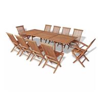 Ensemble de salle à manger - Teck - 11 pcs - Résistant aux intempéries - Pliable - Rectangulaire