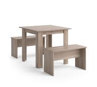 Vicco Ensemble de Table à Manger Sentio, Sonoma, 80 x 80 cm avec 2 bancs
