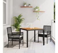 Ensemble De Salle À Manger Vidaxl 3 Pièces Noir Bois Durable