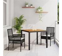 Ensemble de salle à manger vidaXL 3 pièces Noir Bois Durable 3334901 Noir
