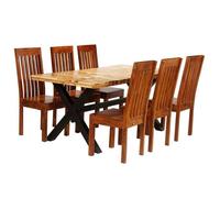 Ensemble de salle à manger - vidaXL - 7 pcs - Bois d'acacia et manguier - 6 places - Rectangulaire