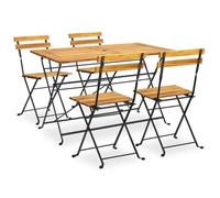 Ensemble à manger d extérieur pliable 5pcs Bois d acacia solide