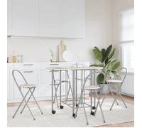 Ensemble de salle à manger - vidaXL - Pliable - 1 table et 4 chaises - MDF - Couleur chêne et argenté