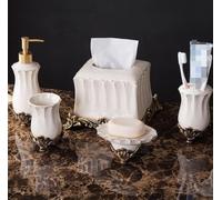 Ensemble de Salle Bain Cinq pièces Style européen, Fournitures, kit Blanc, Articles Toilette, Ensemble Lavage, céramique for la Maison, Accessoires décoratifs(3,Pack)