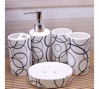 Ensemble de Salle Bain en céramique Style européen, Cinq pièces, Fournitures créatives, Brosse à Dents, Tasse, Porte-Savon, Bouteille Lotion