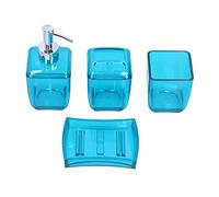 Ensemble de Salle de Bain 4 pièces Comprenant Un Distributeur de Savon, Un Porte-Brosse à Dents, Un gobelet de Lavage et Une coupelle à Savon ; Ensemble d’Accessoires de Salle de