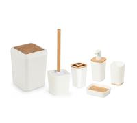 Ensemble de salle de bain 6 pièces en bambou Crème Herzberg HG04463