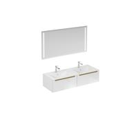 Ensemble de salle de bain avec lavabo comprenant mitigeur de lavabo, bec et siphon Naturel Stilla blanc brillant (KSETSTILLA028)