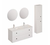 Ensemble de salle de bain avec lavabo comprenant robinet de lavabo, bec et siphon Naturel Forli blanc (KSETFORLI6)