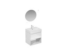 Ensemble de salle de bain avec lavabo comprenant robinet de lavabo, bec et siphon Naturel Stilla blanc brillant (KSETSTILLA012)
