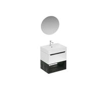 Ensemble de salle de bain avec lavabo comprenant robinet de lavabo, bec et siphon Naturel Stilla blanc brillant (KSETSTILLA011)