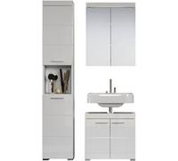 Ensemble de salle de bain avec miroir coloris blanc mat, blanc brillant - PEGANE - Blanc