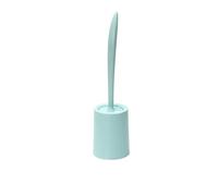 Ensemble de salle de bain avec support de brosse de toilette en plastique, long bleu avec base en demi-sphère, nettoyant et support de brosse pour usage domestique