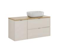 Ensemble de salle de bain BRAZZA : meubles sous vasque 120cm avec panier à linge intégré + plan pour vasque + vasque à poser
