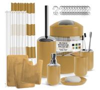 Ensemble de salle de bain Clara Clark - Ensemble d'accessoires de salle de bain dor Ensembles de salle de bain avec rideau de douche et tapis En