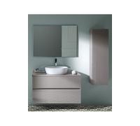Ensemble de salle de bain coloris taupe avec vasque à poser + miroir + colonne - Longueur 60 x Profondeur 46 x Hauteur 56 cm -PEGANE- taupe