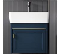 Ensemble de salle de bain compact avec lavabo - Lavabo d'angle et meuble sous évier pour petits espaces, design mural, complet avec robinet et solution de rangement