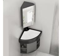 Ensemble de salle de bain d'angle avec lavabo en céramique et armoire à fixation murale pour petits espaces (48 cm)