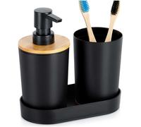 ENSEMBLE DE SALLE DE BAIN DISTRIBUTEUR DE SAVON ET TASSE 567019 noir