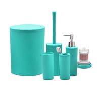 Ensemble de salle de bain - Distributeur de savon panier | 7 pièces design moderne en PP et polystyrène | Kit complet avec verre, coton Jar, brosse WC et panier 800 g