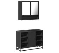 Ensemble de salle de bain élégant avec rangement complet et armoires modernes en bois 2 pièces Noir