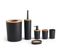 Ensemble de salle de bain en bambou 6 pièces Noir Herzberg HG04456 Herzberg