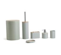 Herzberg, HG04449, Ensemble de salle de bain en bambou 6 pièces, design moderne et écologique, parfait pour votre intérieur, taille : 6 pièces, couleur : vert sauge