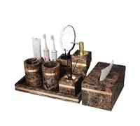 Ensemble de Salle de Bain en marbre Naturel foncé, Porte-Brosse à Dents en Pierre de Luxe, Tasse à Dents, Distributeur de Savon, Ensembles d'accessoires de Salle de Bain(Aromatherapy Bottle)
