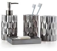 Ensemble De Salle De Bain, Ensemble De Récipients en Céramique 4 Pièces avec Distributeur De Savon, Porte-Savon Et Porte-Brosse à Dents, Finition Brillante, 4-Piece