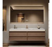 Ensemble de salle de bain flottant de qualité supérieure de 203,2 cm avec miroir LED, design en bois slish assemblé, pour salles de bains modernes
