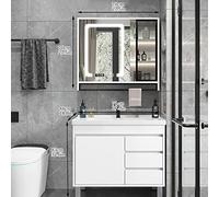 Ensemble de salle de bain flottant en bois avec évier en céramique, miroir mural et évier à linge, design moderne pour support, taille 177,8 cm