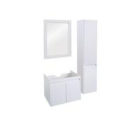 Ensemble pour salle de bain HWC-L86, lavabo miroir mural armoire murale meuble de salle de bain, MVG mélaminé blanc