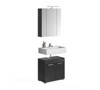 Ensemble de Salle de Bain : Meuble sous Vasque - Noir laqué - KLEANKIN