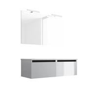 Ensemble de salle de bain meuble suspendu 120cm NICE EDGE blanc brillant - Vasque - Miroir - Applique