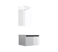 Ensemble de salle de bain meuble suspendu 60cm NICE EDGE blanc brillant - Vasque - Miroir - Applique