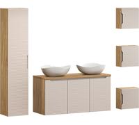 Ensemble De Salle De Bain Moderne 120 Cm Avec 2 Lavabos Et Une Armoire Haute