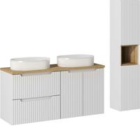 Ensemble De Salle De Bain Moderne 120 Cm Blanc Mat Avec Deux Lavabos Et Une Colonne