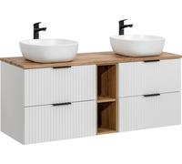 Ensemble de salle de bain moderne 140 cm avec double lavabo et plan de travail