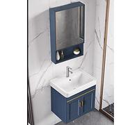 Ensemble de salle de bain moderne avec évier, support mural, design flottant, évier en céramique blanche, robinet d'eau chaude et froide, armoire miroir