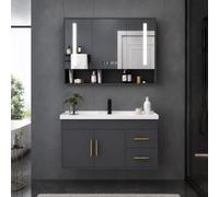Ensemble de salle de bain moderne avec lavabo et miroir - Solution peu encombrante pour petites salles de bains - Facile à installer - Design élégant - Idéal pour la rénovation de la maison