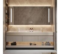 Ensemble de salle de bain mural de 180 cm avec lavabo et lumières LED beiges - Design moderne - Économie d'espace - Solution de rangement élégante pour les petits espaces