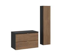 Ensemble de salle de bain SAVIA : meuble sous vasque 80cm + plan vasque + colonne de rangement