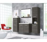 Ensemble de salle de bain suspendu avec lavabo, miroir et 2 colonnes, finition m