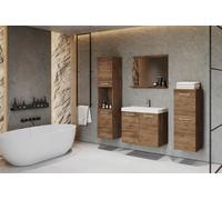 Ensemble de salle de bains suspendu avec lavabo, miroir et 2 colonnes, finition