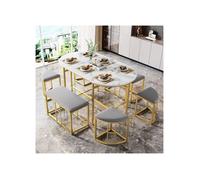 Ensemble de salle mangeravec table 4 petits tabourets et 2 grands tabourets Moderne DorMDFSteel gold TABLE CUISINE AVEC OU SANS CHA