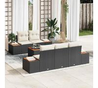 Ensemble de salon avec coussin 6 pièces, ensemble de jardin en rotin noir avec siège central 55x62x69 cm, quatre canapés latéraux 92x62x69 cm et table 55x55x37 fait