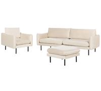 Ensemble de Salon avec Ottoman en Velours Beige Clair Contreplaqué Bois de Pin A