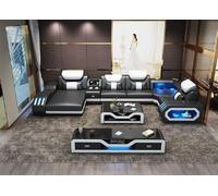 Ensemble de salon Canapé d'angle en U + table basse + sideboard similicuir JVmoebel