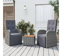 Vidaxl Ensemble De Salon De Jardin 3 Pcs Gris Poly Rotin Et Acacia