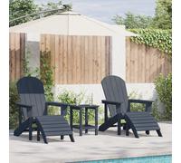 Ensemble De Salon De Jardin 3 Pièces Vidaxl Bleu Marine Hdpe, Chaise Adirondack Avec Repose-Pieds Vidaxl Bleu Marine Hdpe, Table D'appoint Adirondack Vidaxl Bleu Marine 38x38x46 Cm Hdpe